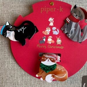 Piper Holiday Cat Hair Clips - Black, Gray, Brown